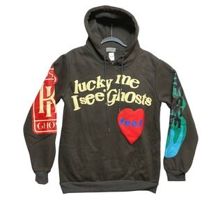 Hbat Hoodie Mens M Brown Lucky Me I See Ghosts Graphic See Ghosts Sweatshirt
